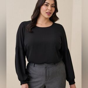 Women's Torrid Black Georgette Blouson Sleeve Blouse, Size 1X Torrid 1